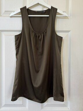 Outback Red Olive Green Scoop Neck Sleeveless Blouse Top S